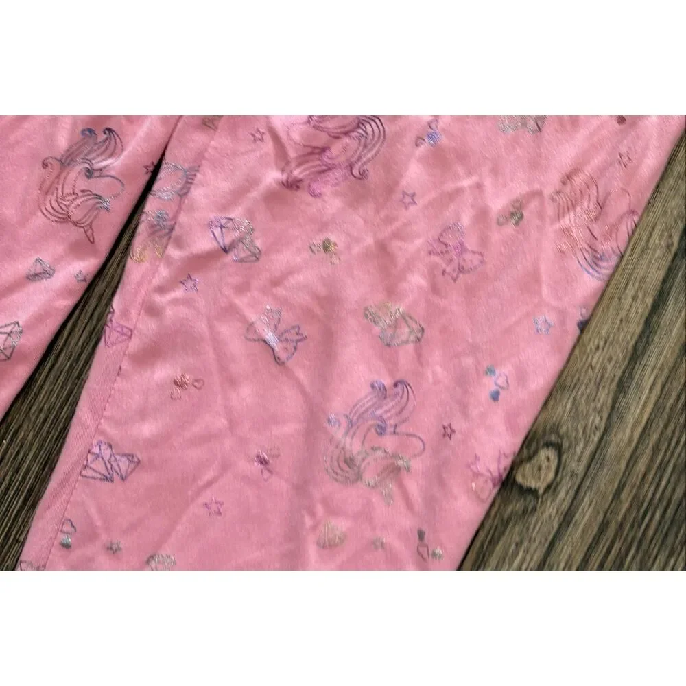 Sophia & Lily Ribbed Unicorn Diamond Jogger Sleep Pajama Pants Pink Size 10/12